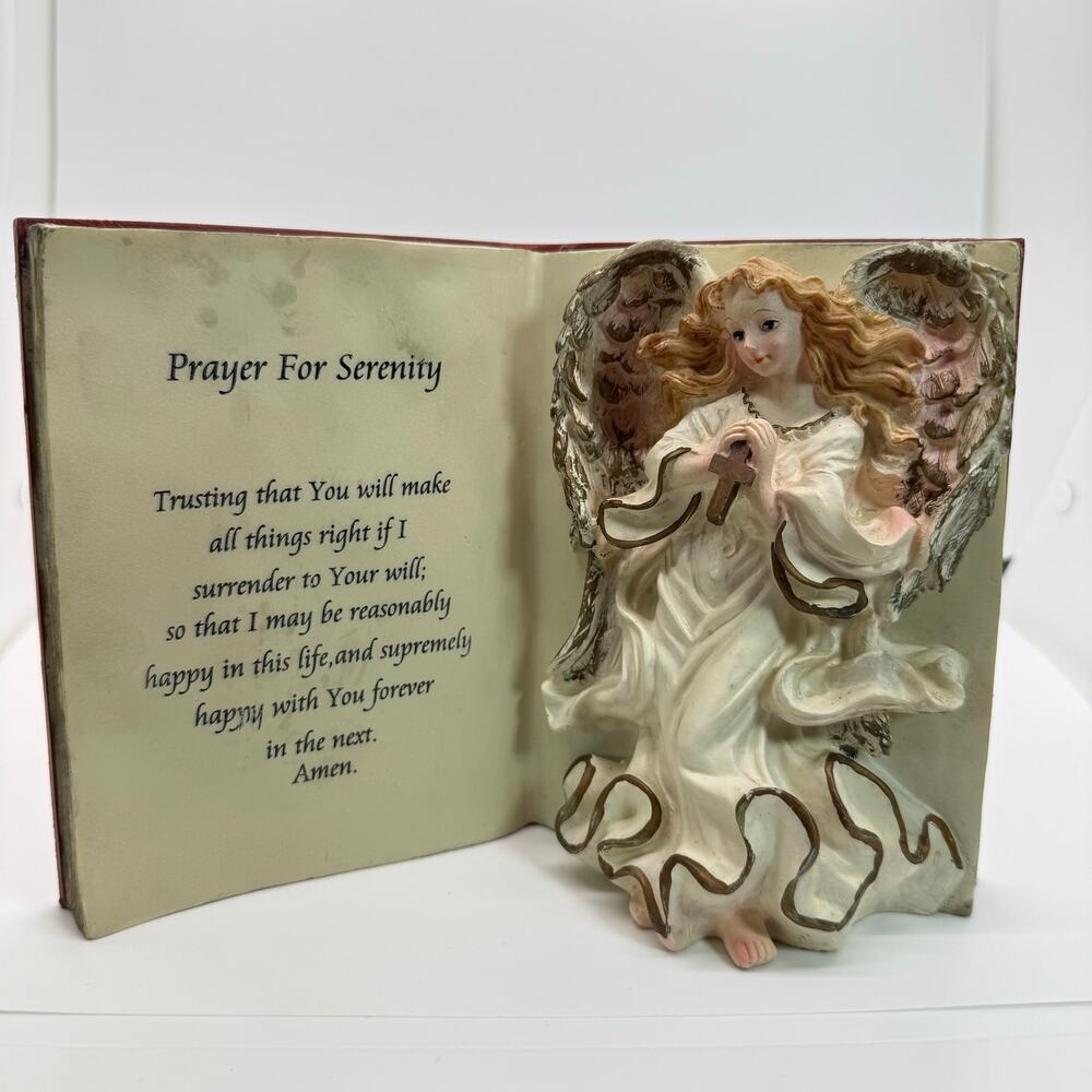 Prayer For Serenity Angel Girl Figurine Open Bible Book Religious Christian